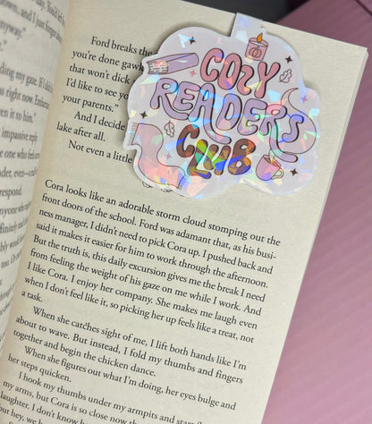 Cozy Reader Club sparkly holographic Magentic Bookmark