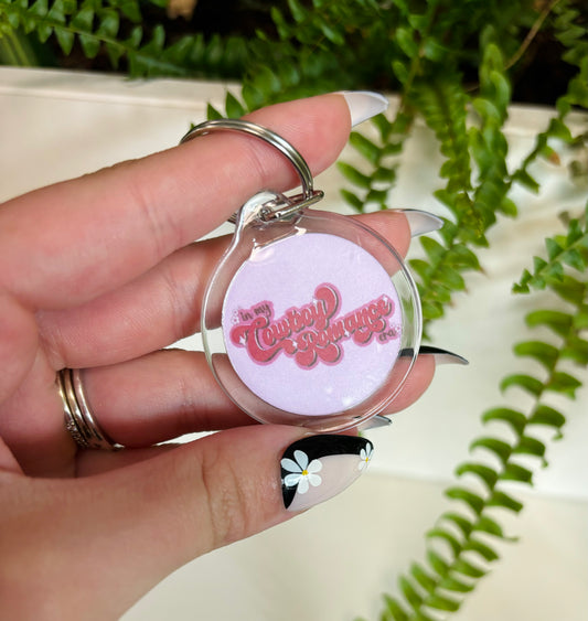 In my cowboy romance era keychain