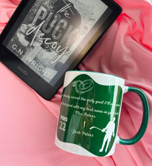 Josh Peters inspired 11oz mug, green handle and inner | The Puck Decoy