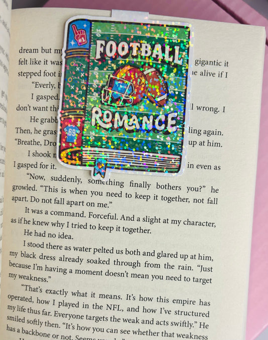 Football Romance book sparkly holographic Magentic Bookmark