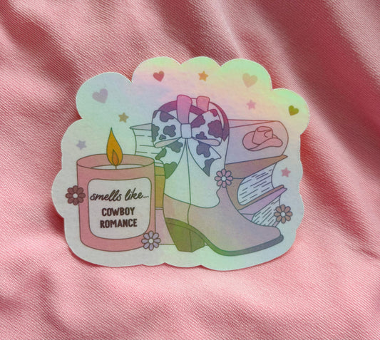 Cowboy romance bookstack sticker