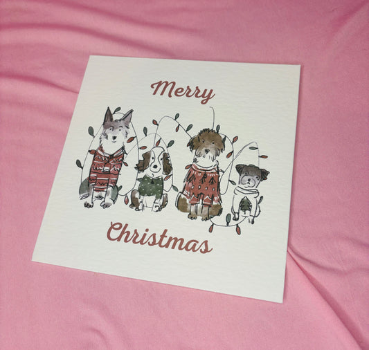 Merry christmas pups greeting card