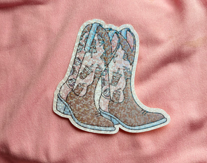 Iced Coffee Cowgirl Boot Sticker