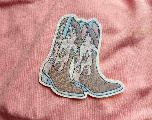 Iced Coffee Cowgirl Boot Sticker