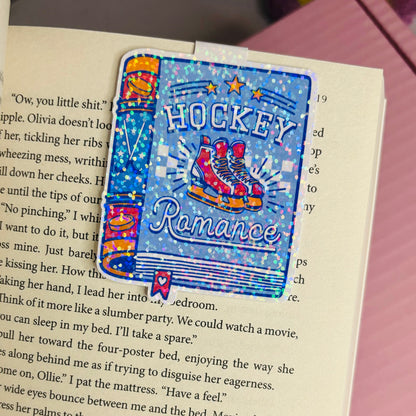 Hockey Romance book sparkly holographic Magentic Bookmark