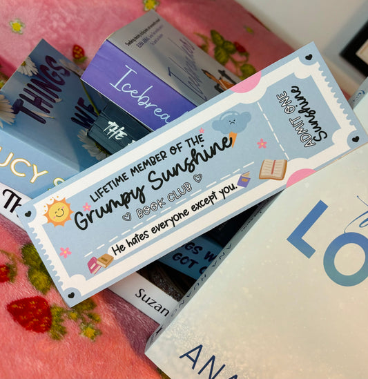 Grumpy x Sunshine trope ticket bookmark