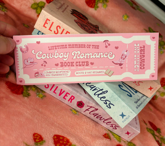 Cowboy Romance Ticket Style Bookmark