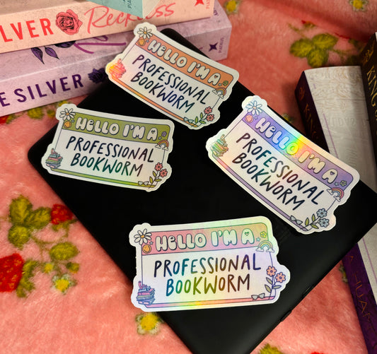 Hello I’m a professional bookworm sticker