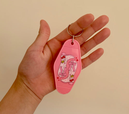 Cherry Cowgirl Boots Keychain