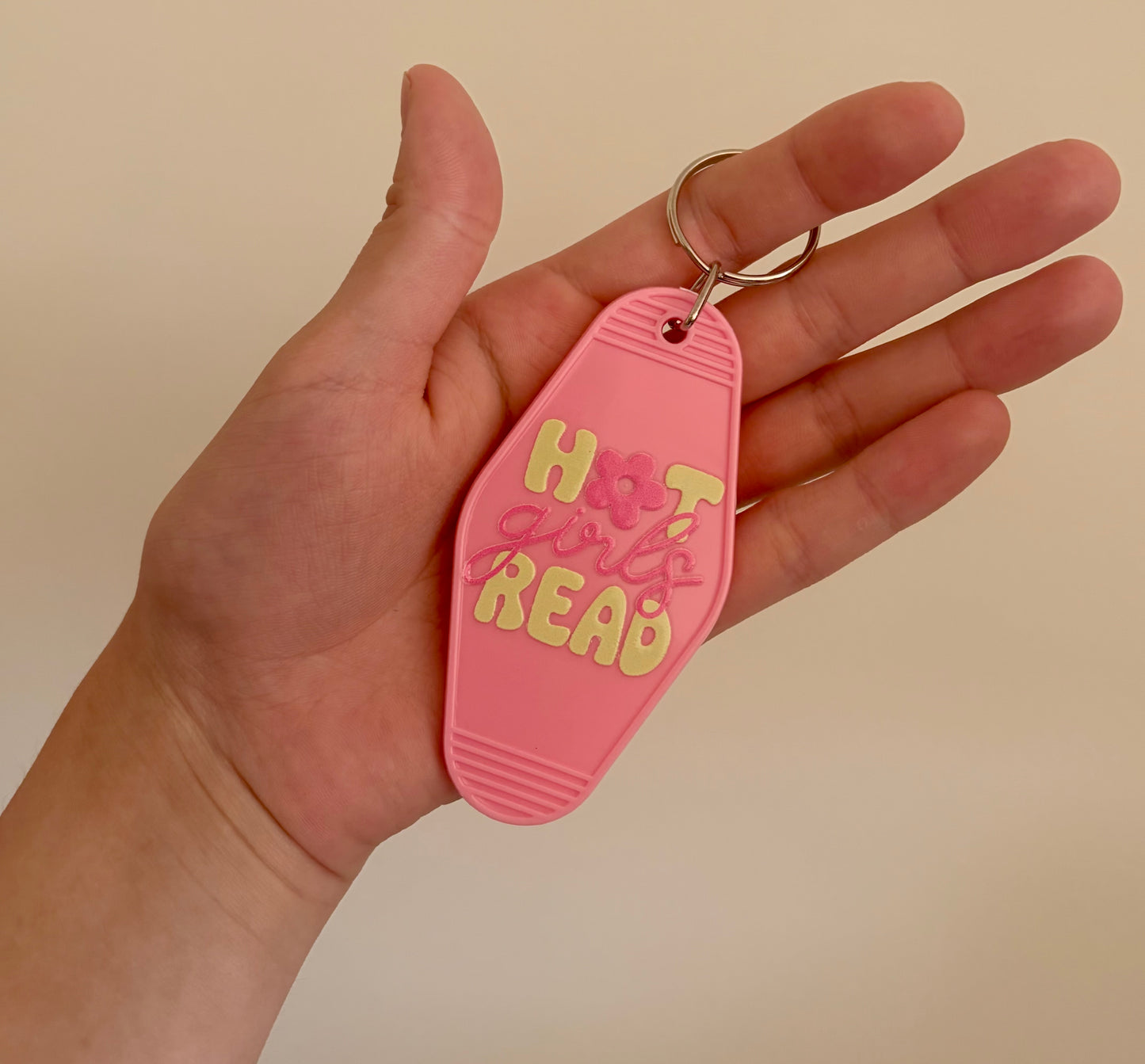 Hot Girls Read Floral Keychain