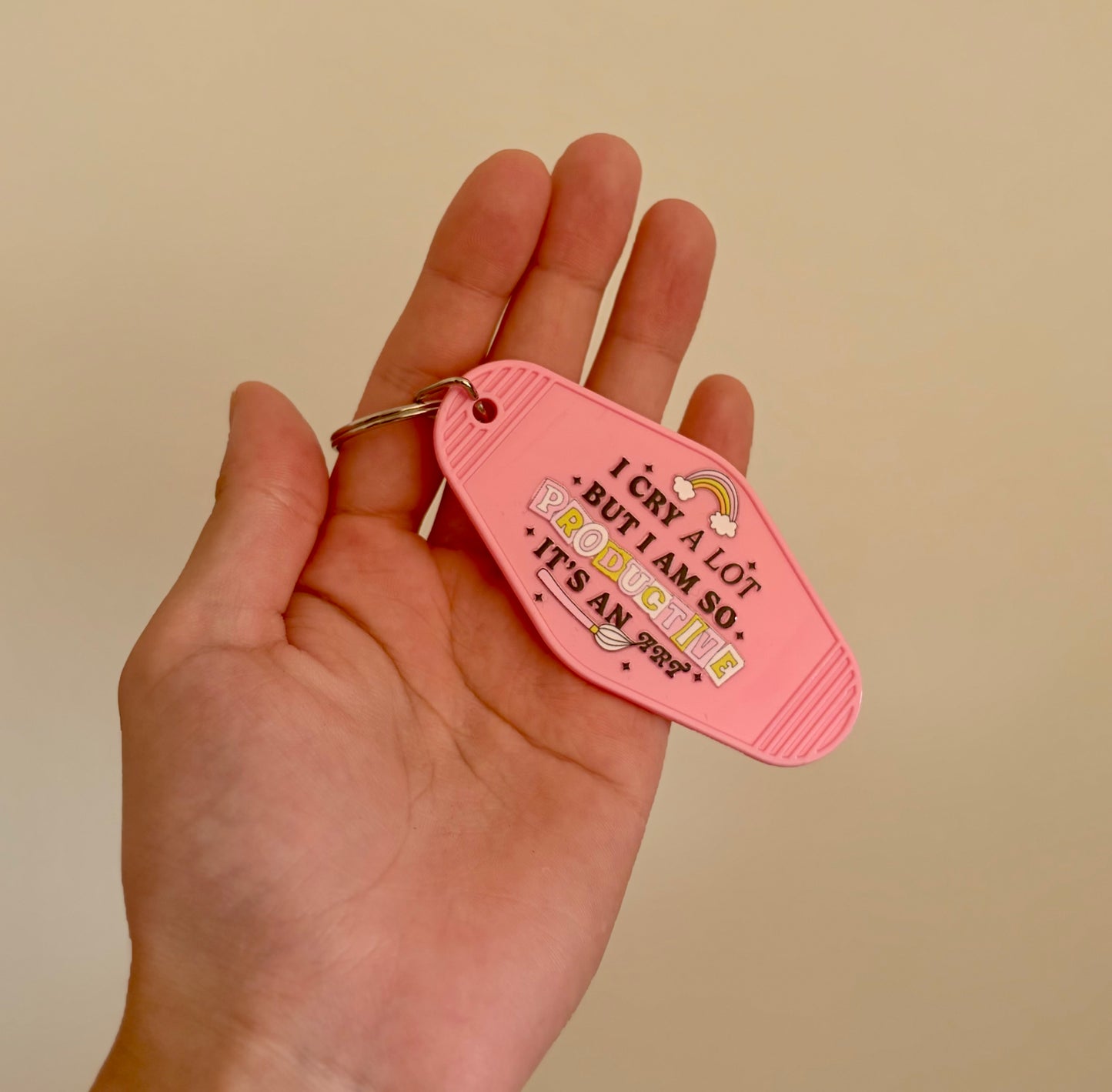 I cry a lot but I am so productive keychain