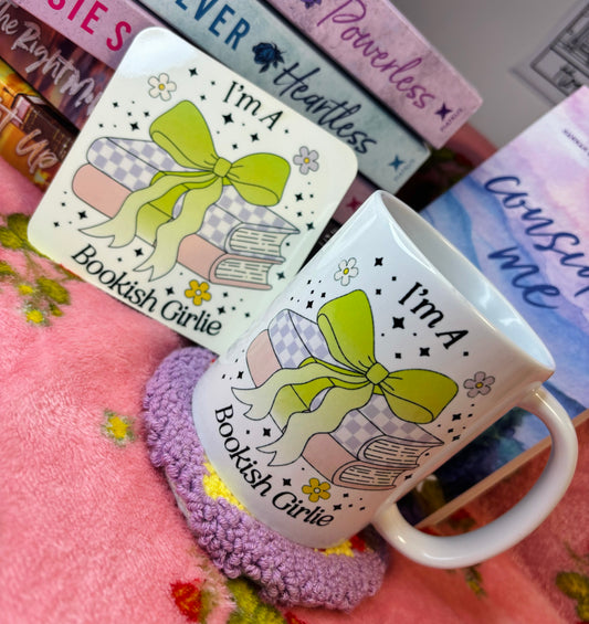 I'm a bookish girlie mug and coaster