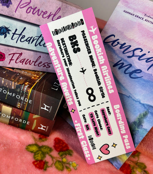 Bookish Airlines ticket style Card Bookmark