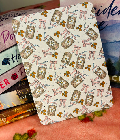 Iced coffee and bows pink Kindle Insert - E-reader card insert for clear cases
