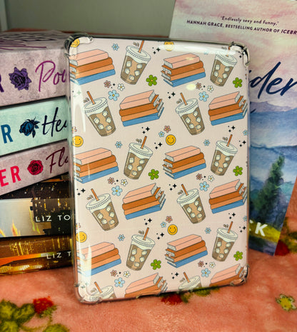 Books and iced coffee Kindle Insert - E-reader card insert for clear cases