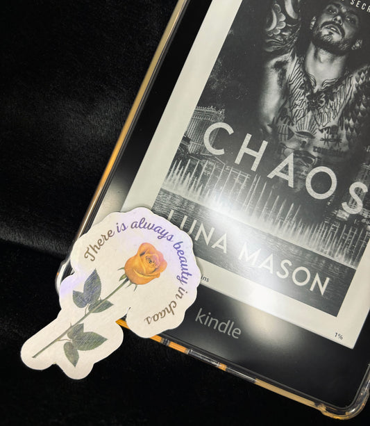 Beauty in chaos Yellow Rose holographic sticker