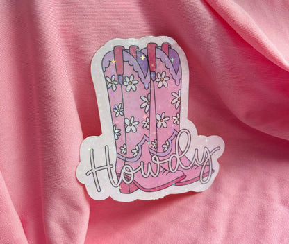 Cowgirl boot howdy sticker