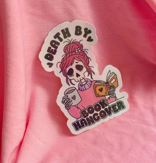 Death by book hangover skeleton sticker