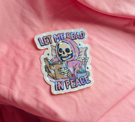 Let me read in peace skeleton sticker