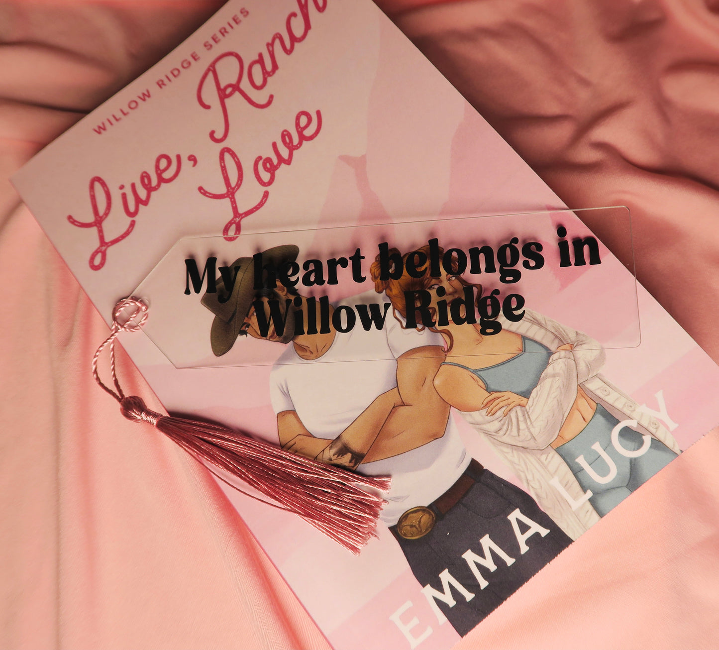 My heart belongs in Willow Ridge | Acrylic bookmark with pink tassel