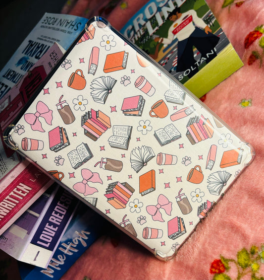Iced Coffee, Bows and Books Kindle Insert - E-reader card insert for clear cases