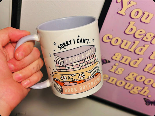 Sorry I cant, I have a date with my book boyfriend | Lilac Ceramic Mug 11oz