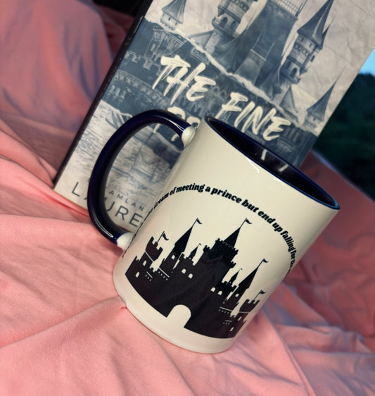 The Fine Print Book Dedication 11oz Mug, Navy inner and handle