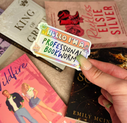 Hello I’m a professional bookworm sticker