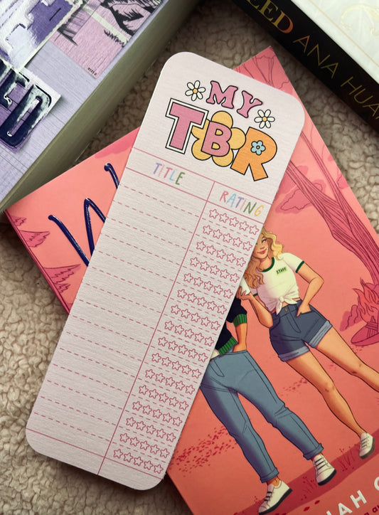 My TBR bookmark | tbr list and 5 star rating system printed onto linen cardstock