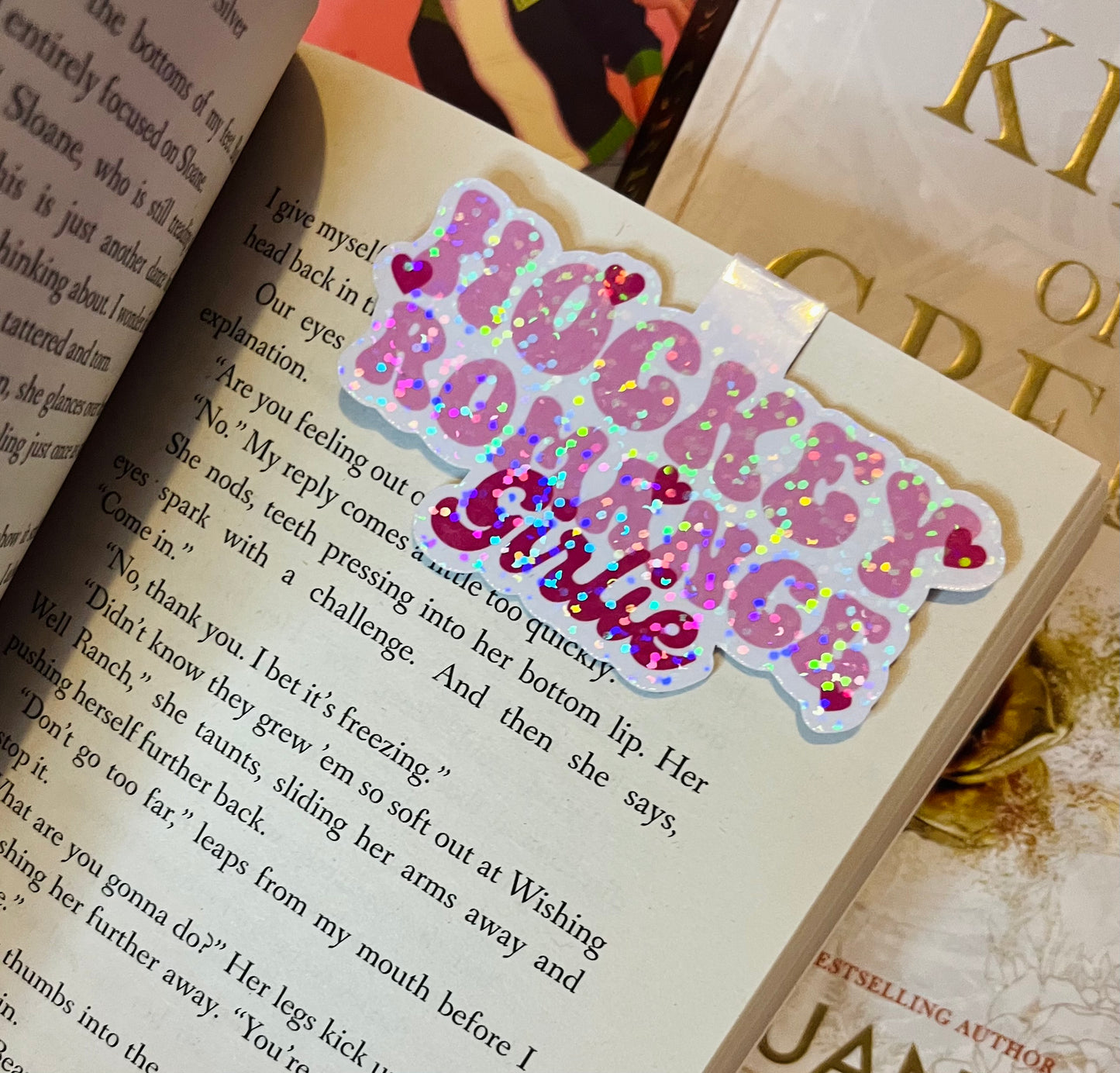 Hockey Romance Girlie sparkly holographic Magentic Bookmark