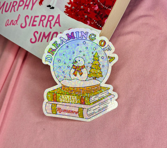 Dreaming of a winter holiday romance Holographic Sticker