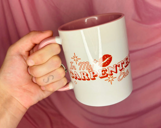 In my Carpenter era pink and white mug
